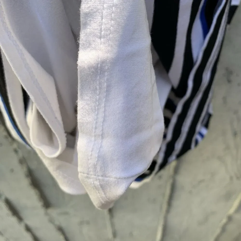 Trina Turk Blue and Black Striped Pencil Skirt Jersey Knit Preppy Nautical Sz L